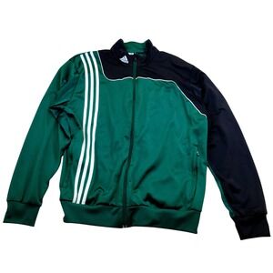 Adidas 3 Stripe Full Zip Track Tech Colorway Jacket Mens L Green Black Pockets